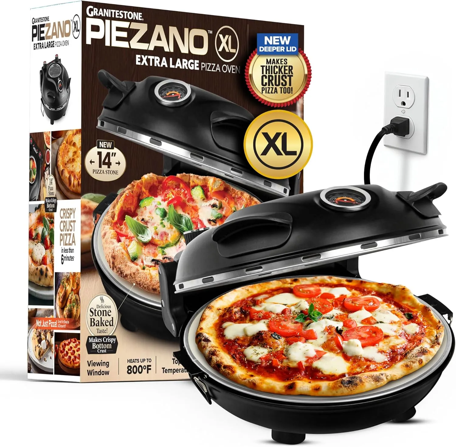 Four à pizza Piezano Granitestone XL 14 pouces 2880, vue produit sur fond neutre